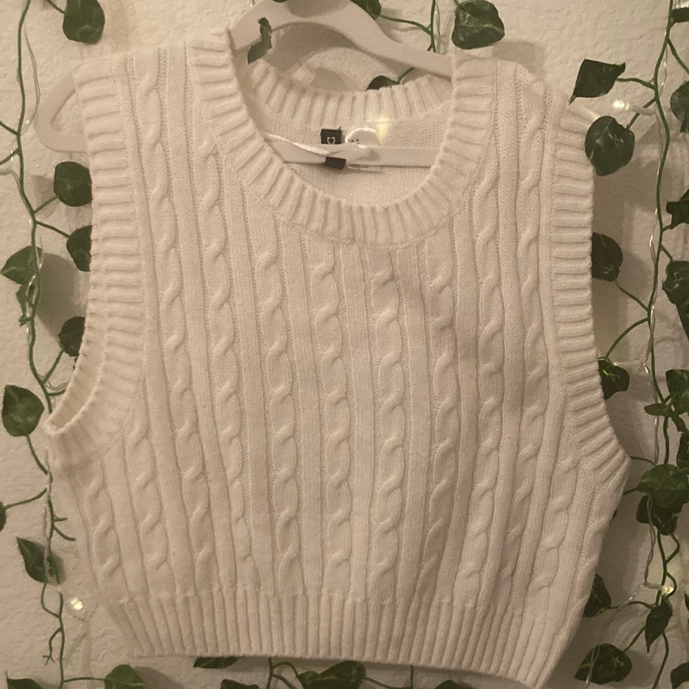 white sweater vest